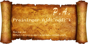 Preininger Ajándék névjegykártya
